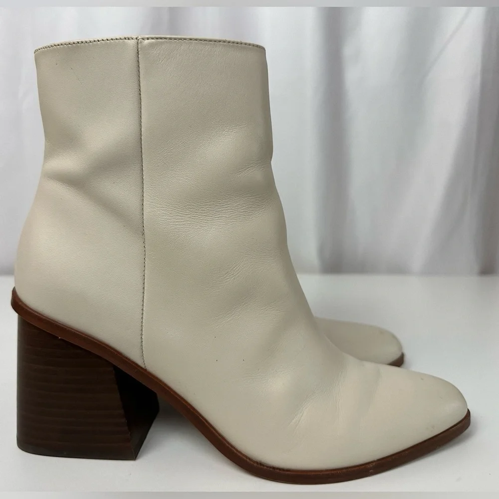 Dolce Vita Ivory Leather Ankle Boots Size 8 - Picture 7 of 9